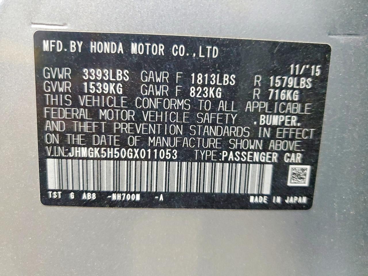 2016 HONDA FIT