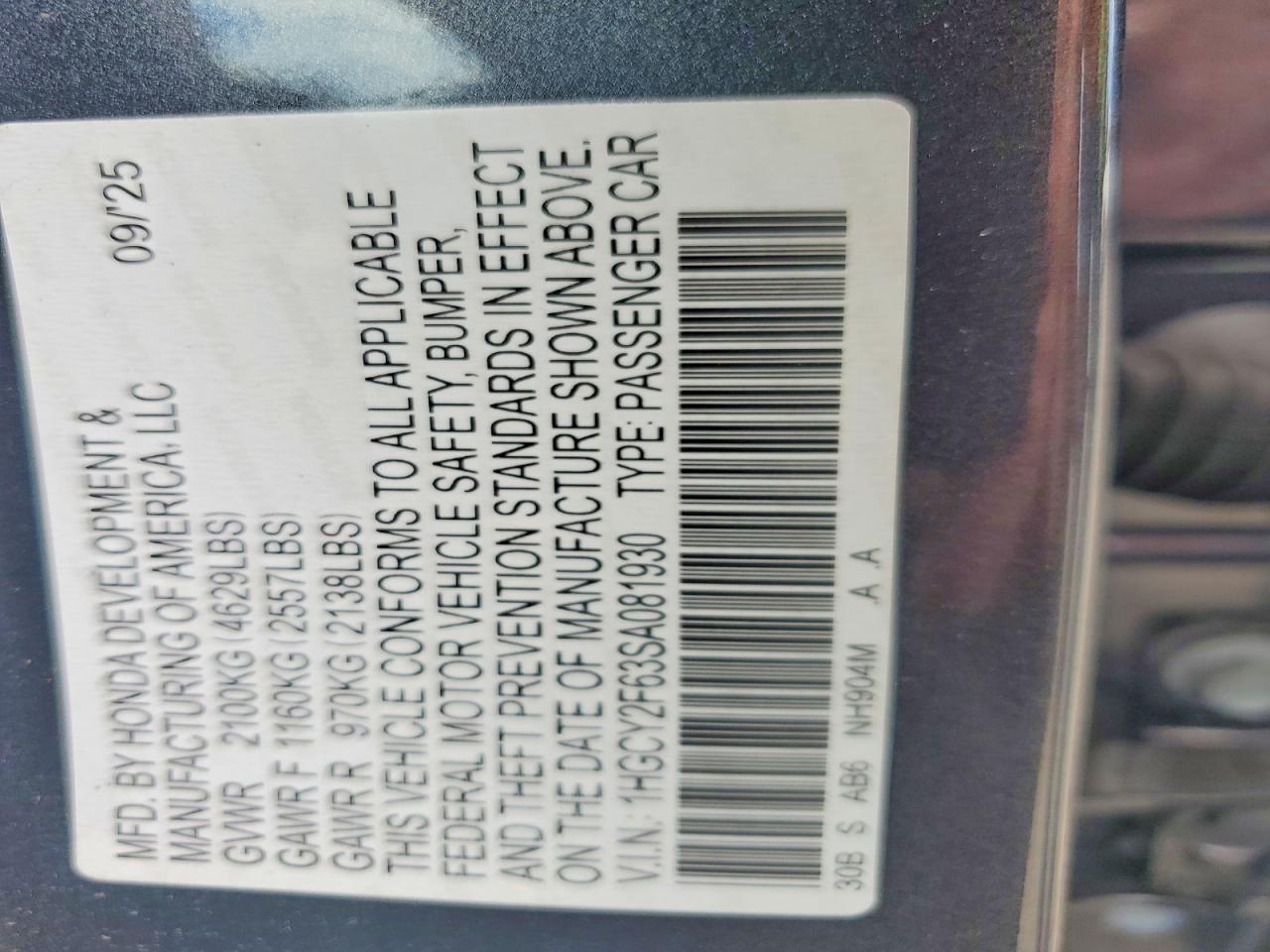 2025 HONDA ACCORD