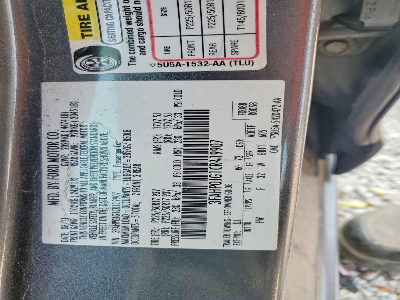 2012 FORD FUSION