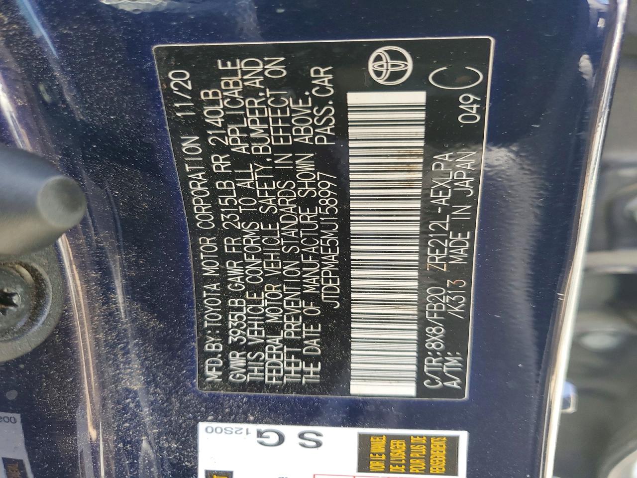 2021 TOYOTA COROLLA