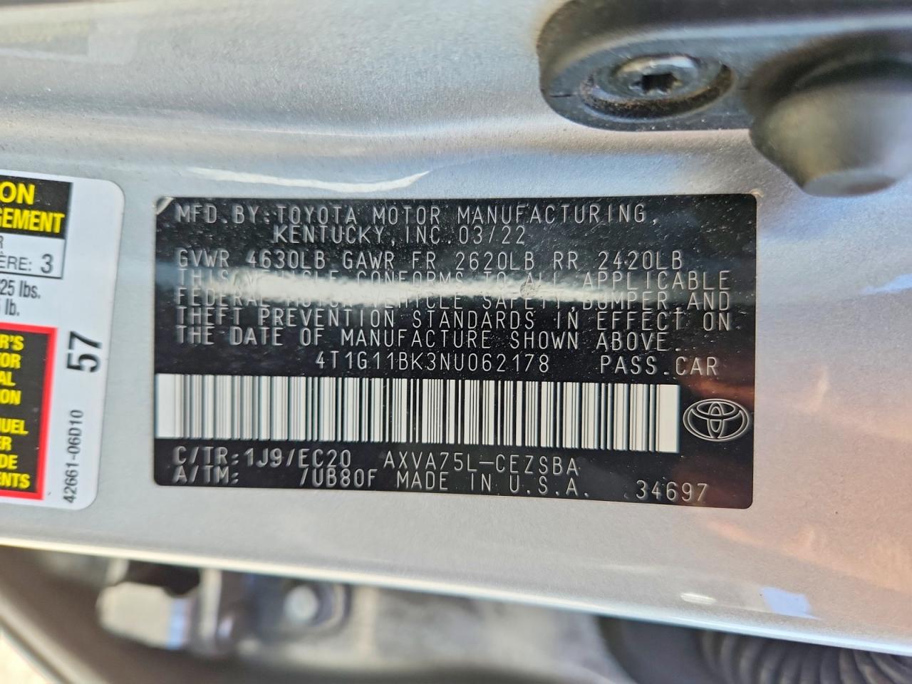 2022 TOYOTA CAMRY