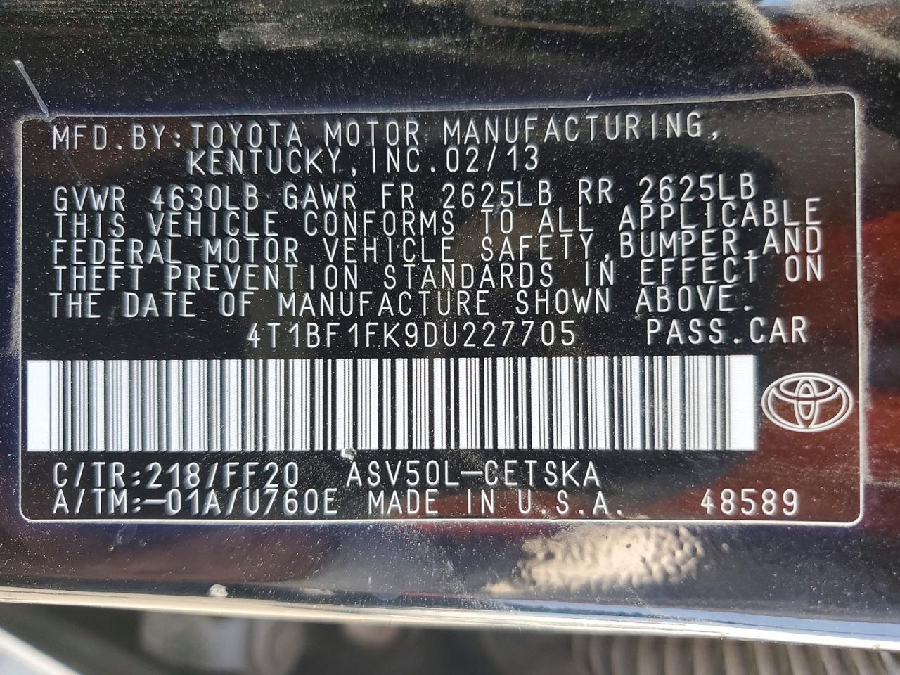 2013 TOYOTA CAMRY