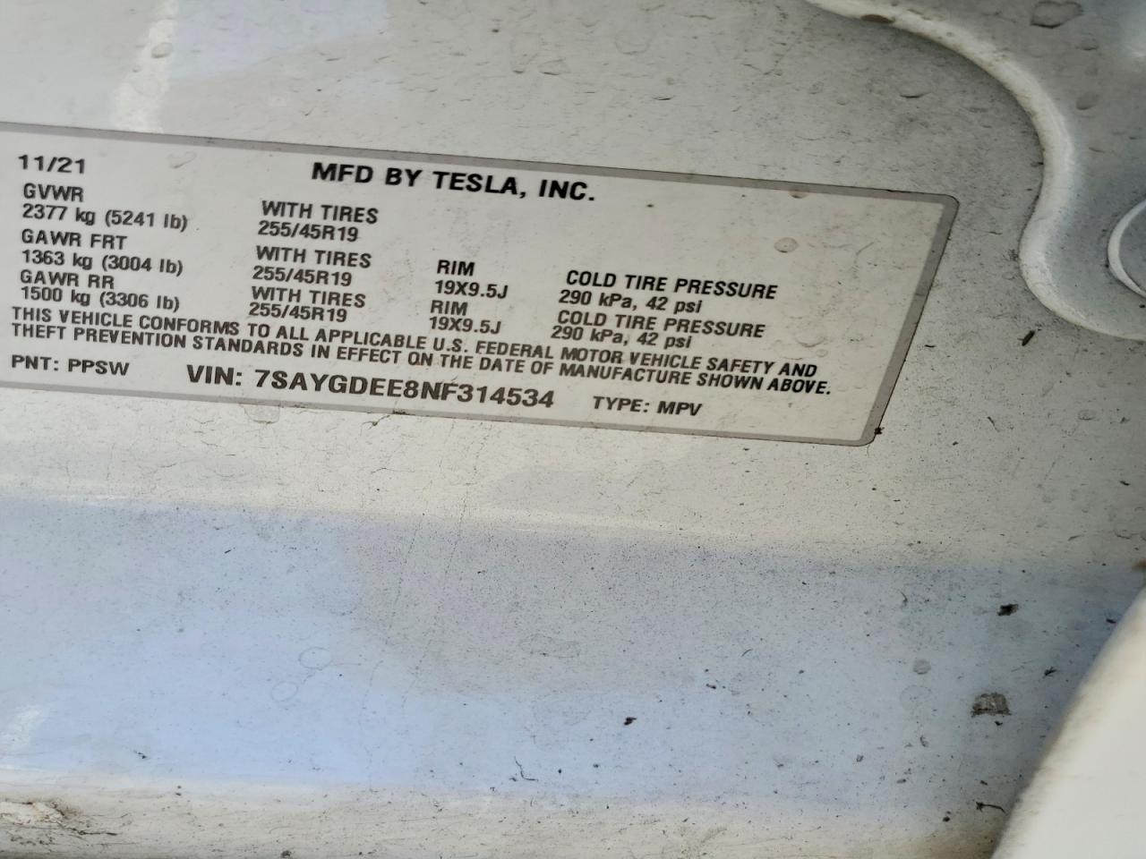 2022 TESLA MODEL Y