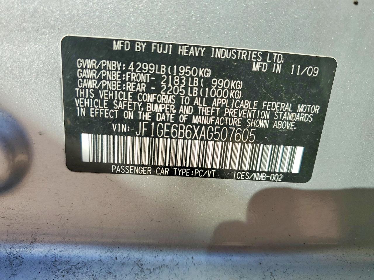 2010 SUBARU IMPREZA