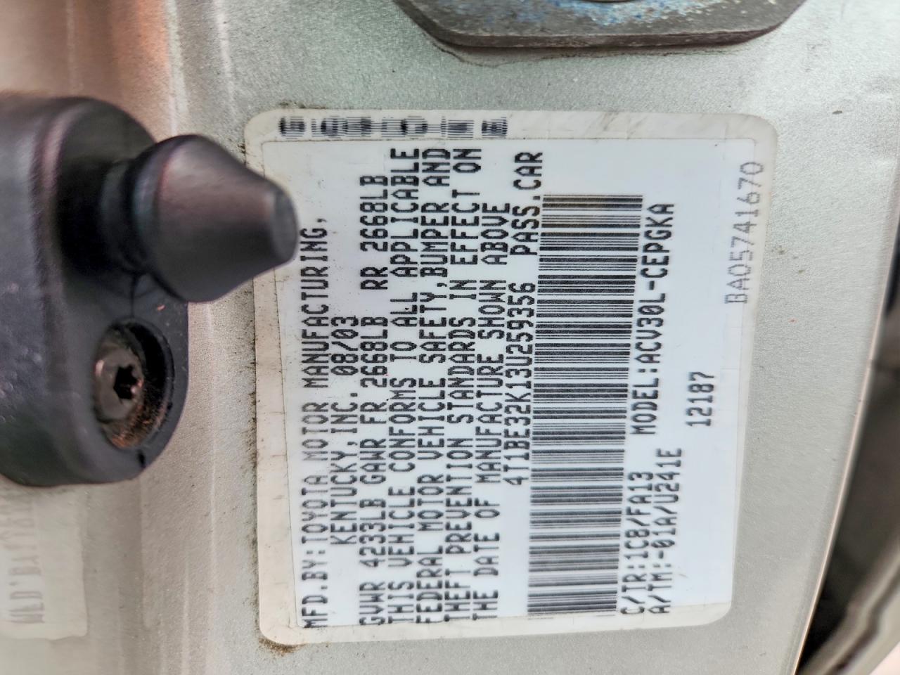 2003 TOYOTA CAMRY