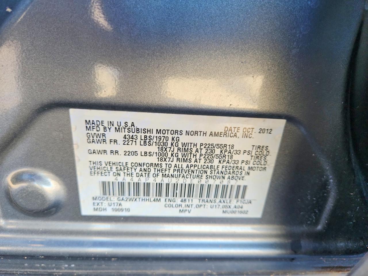 2013 MITSUBISHI OUTLANDER