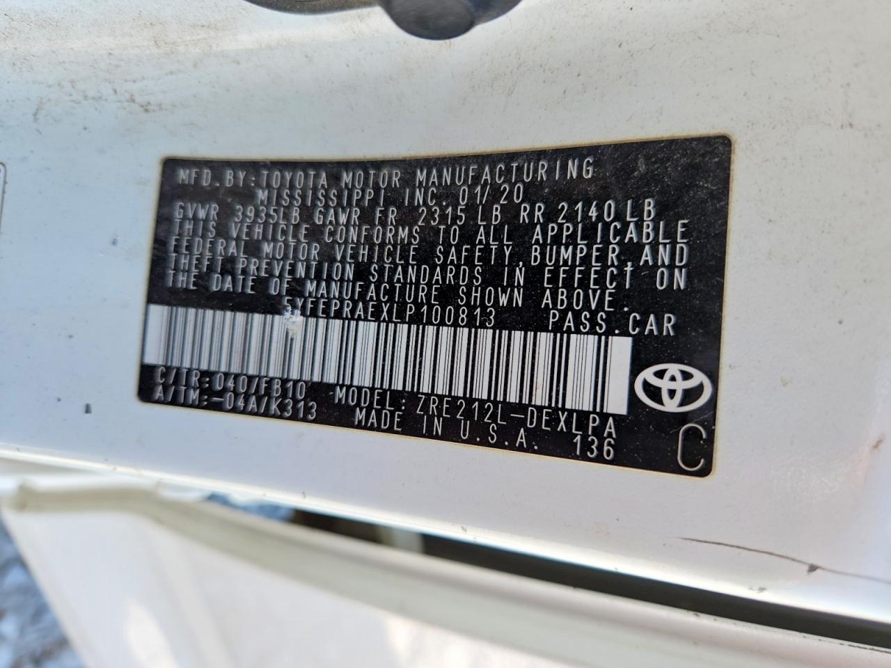 2020 TOYOTA COROLLA