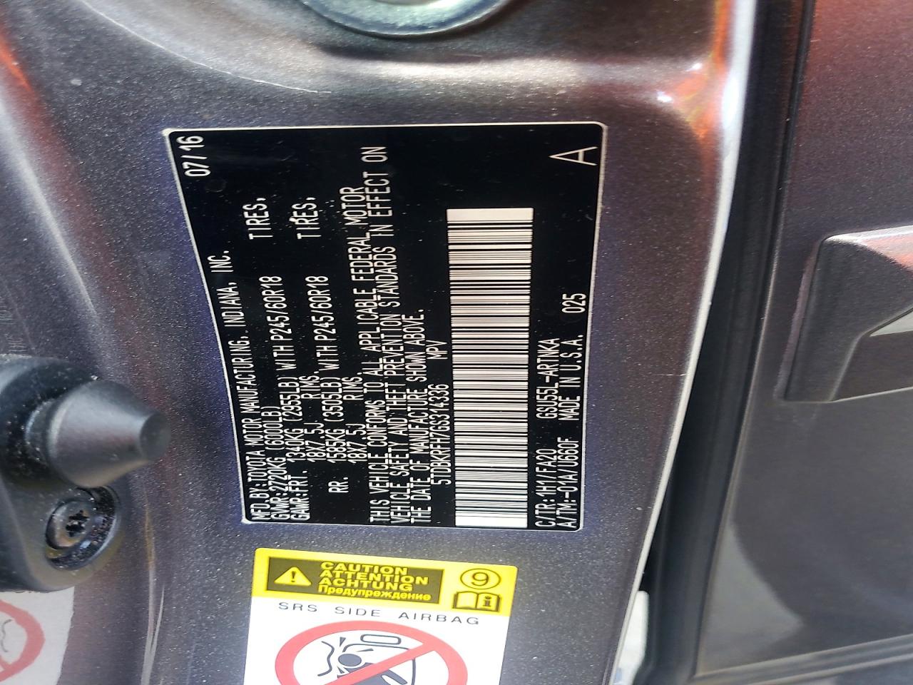 2016 TOYOTA HIGHLANDER