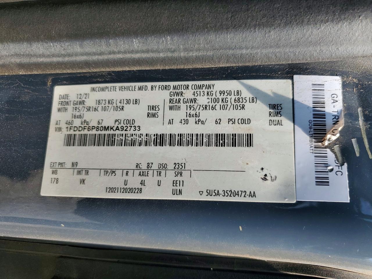 2021 FORD TRANSIT