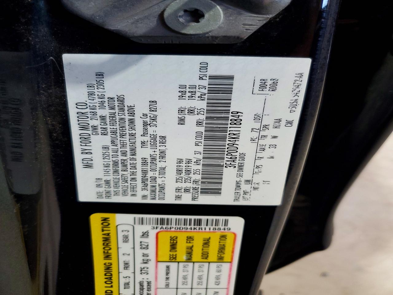 2019 FORD FUSION