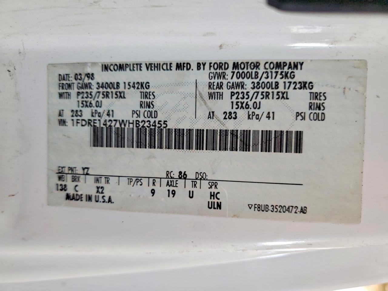 1998 FORD ECONOLINE