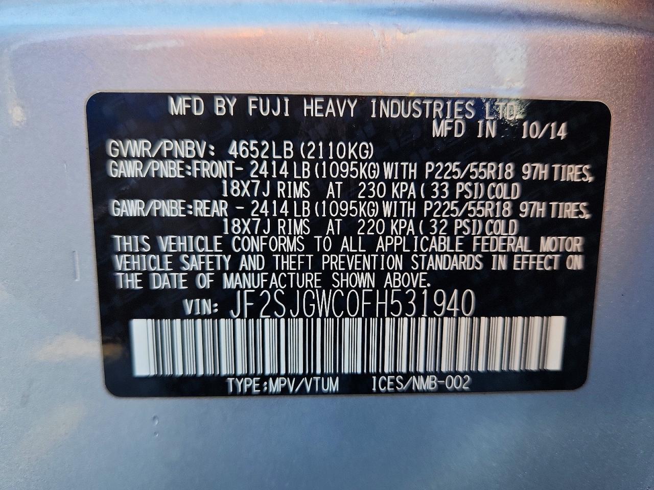 2015 SUBARU FORESTER