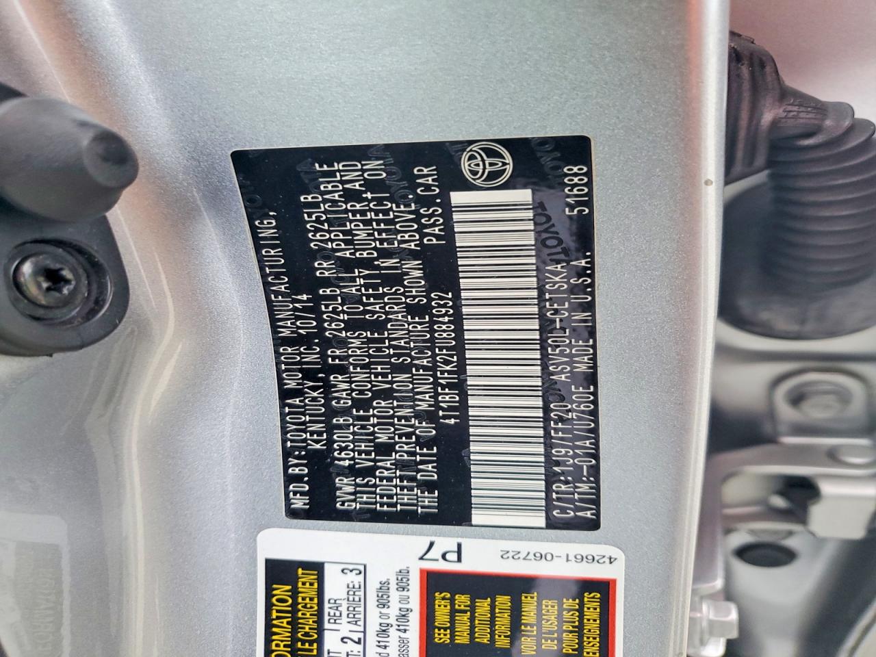 2015 TOYOTA CAMRY