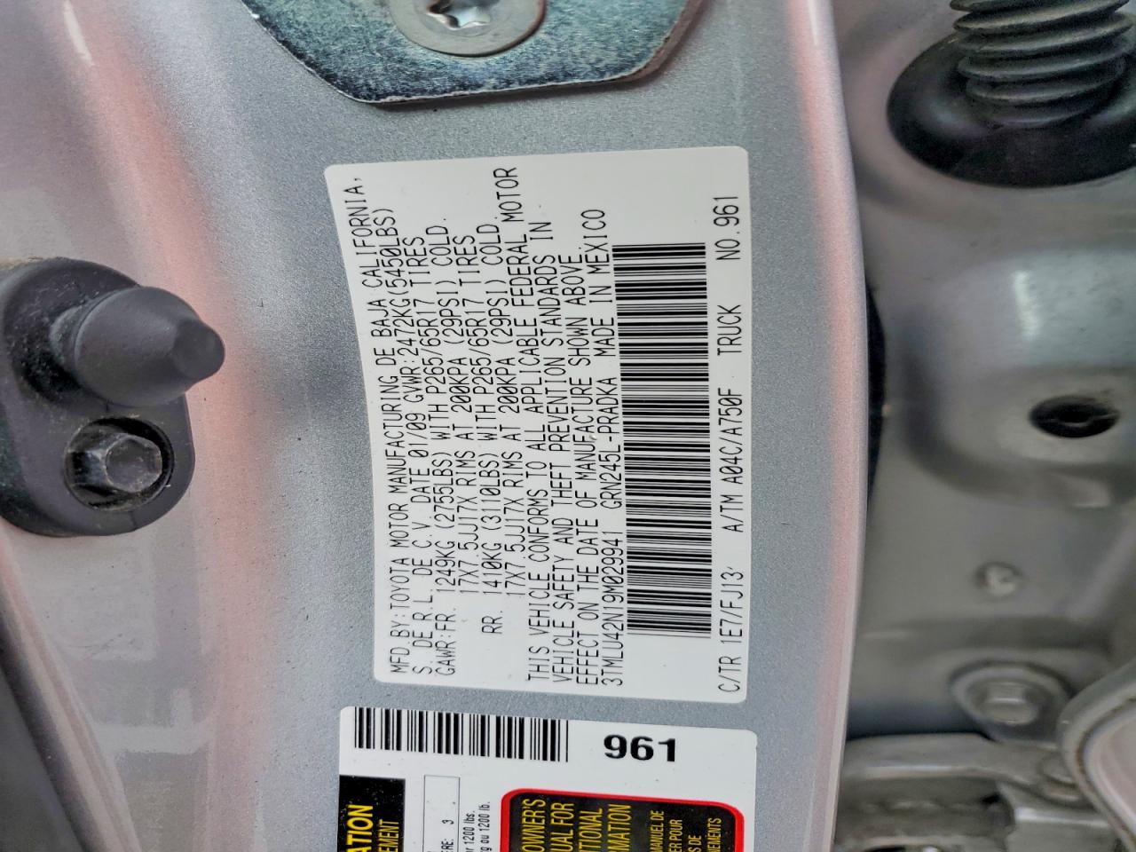 2009 TOYOTA TACOMA