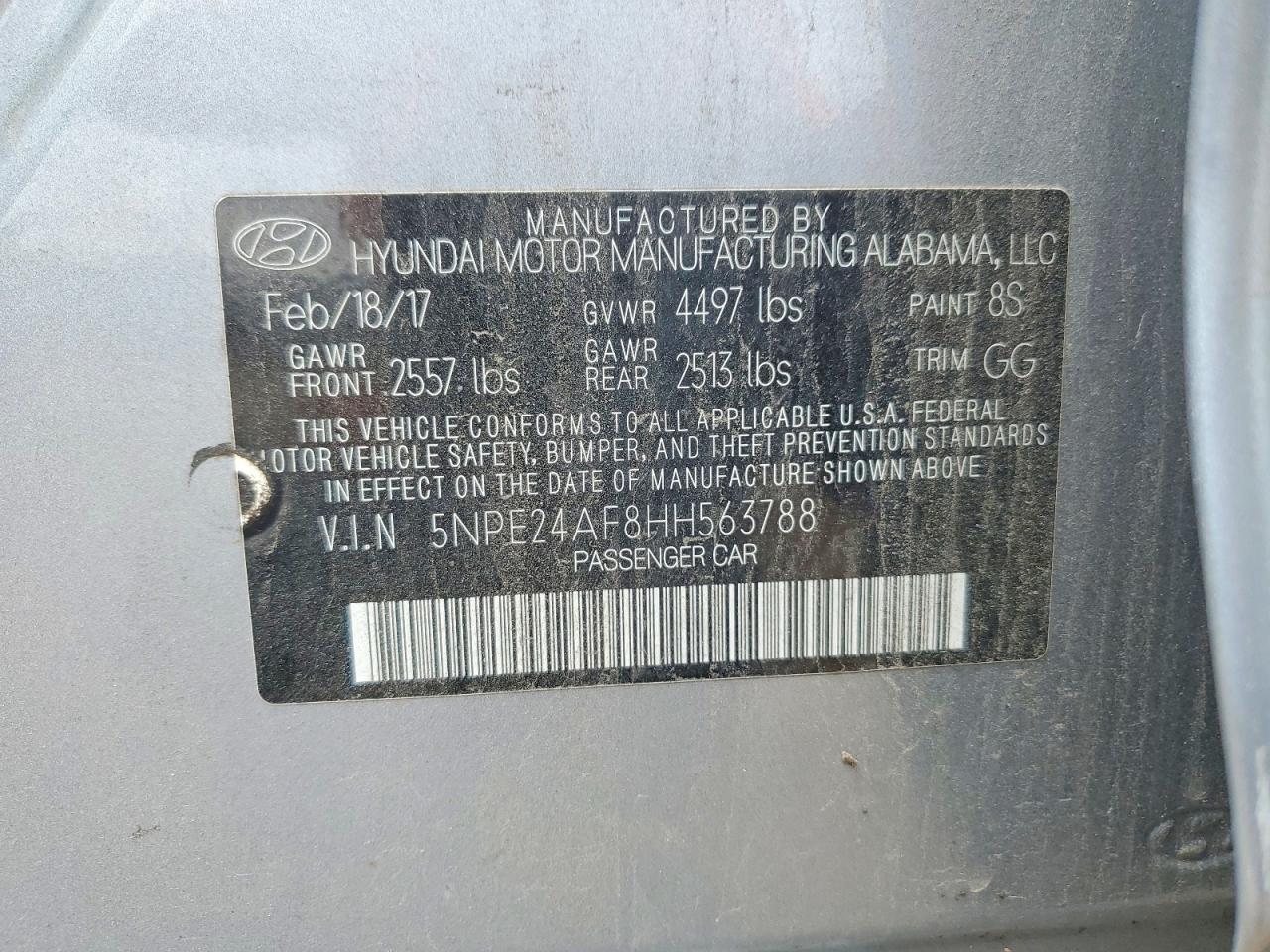 2017 HYUNDAI SONATA