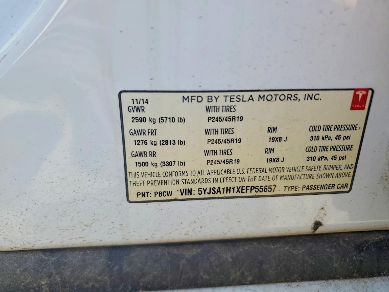 2014 TESLA MODEL S