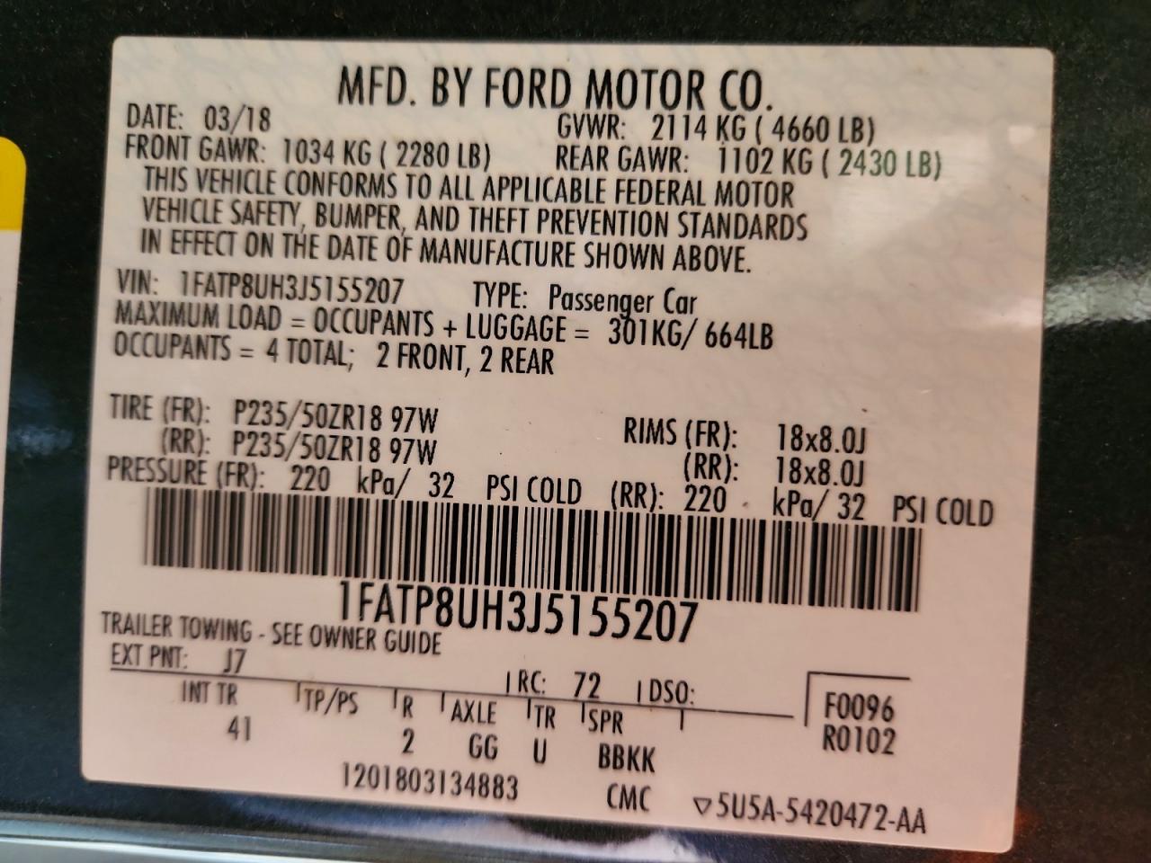 2018 FORD MUSTANG