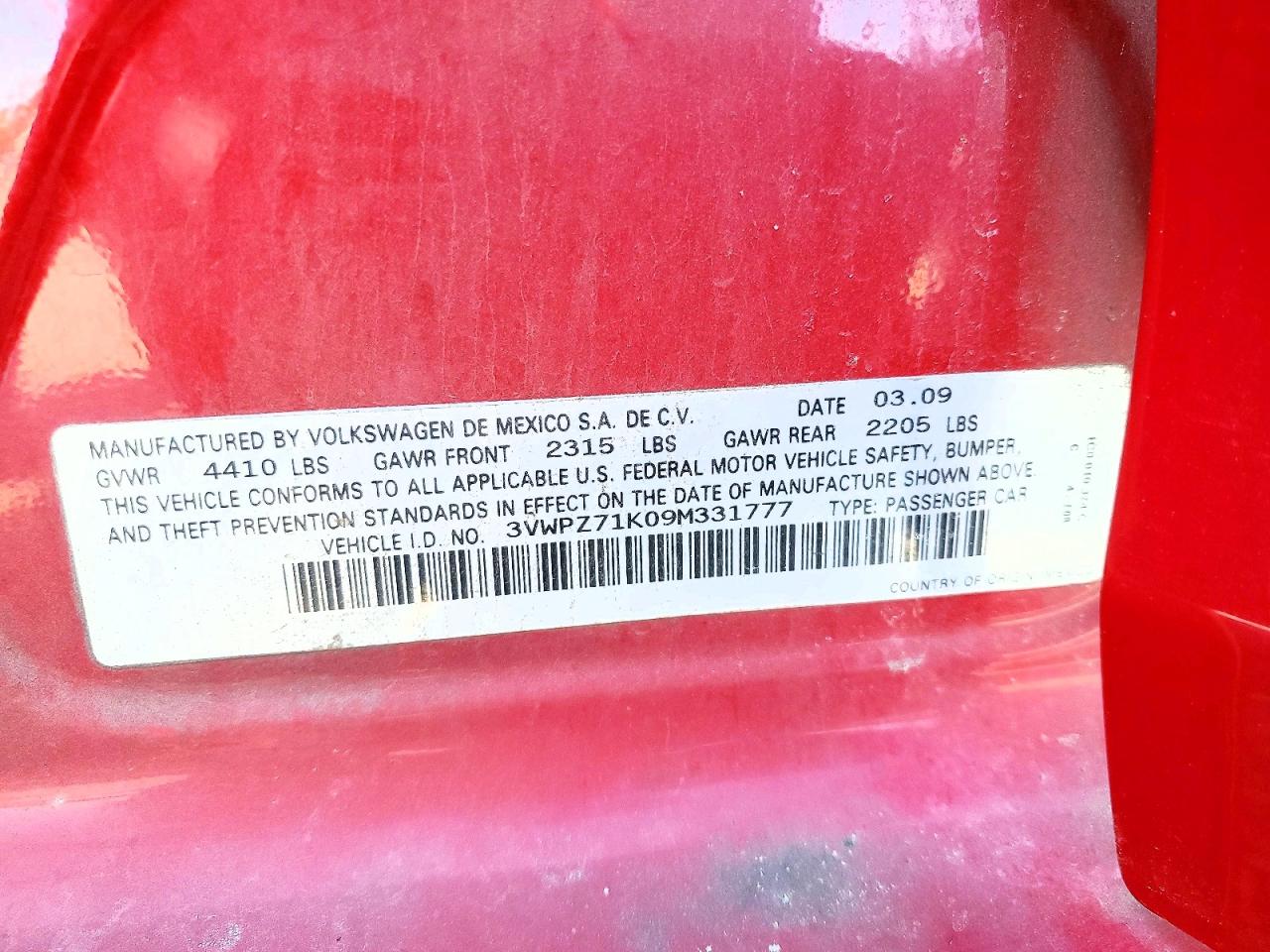 2009 VOLKSWAGEN JETTA