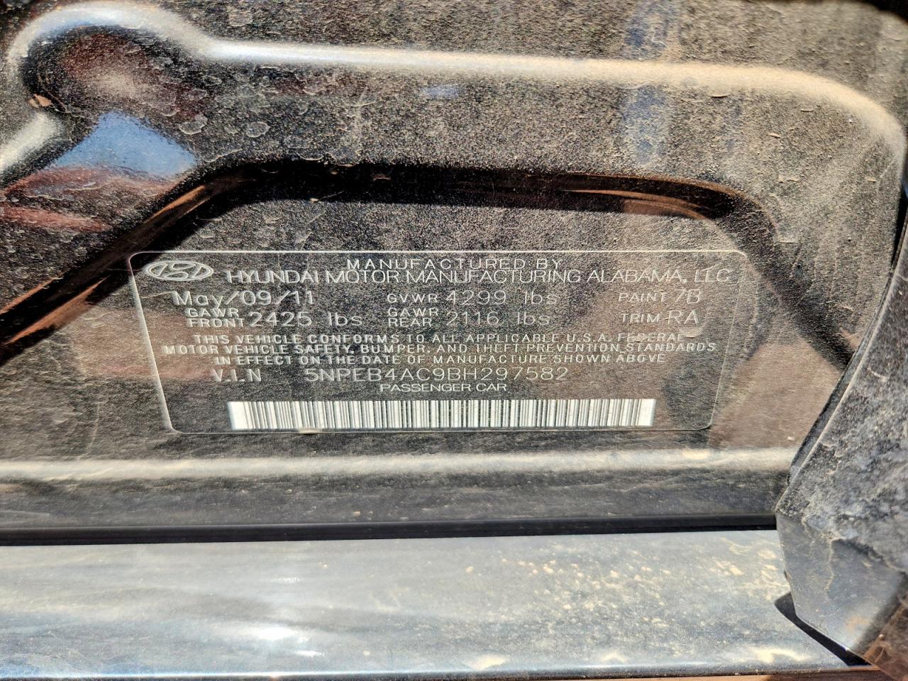 2011 HYUNDAI SONATA GLS