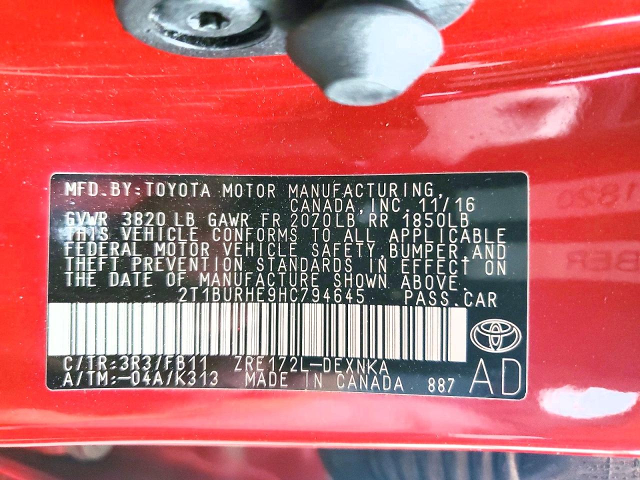 2017 TOYOTA COROLLA