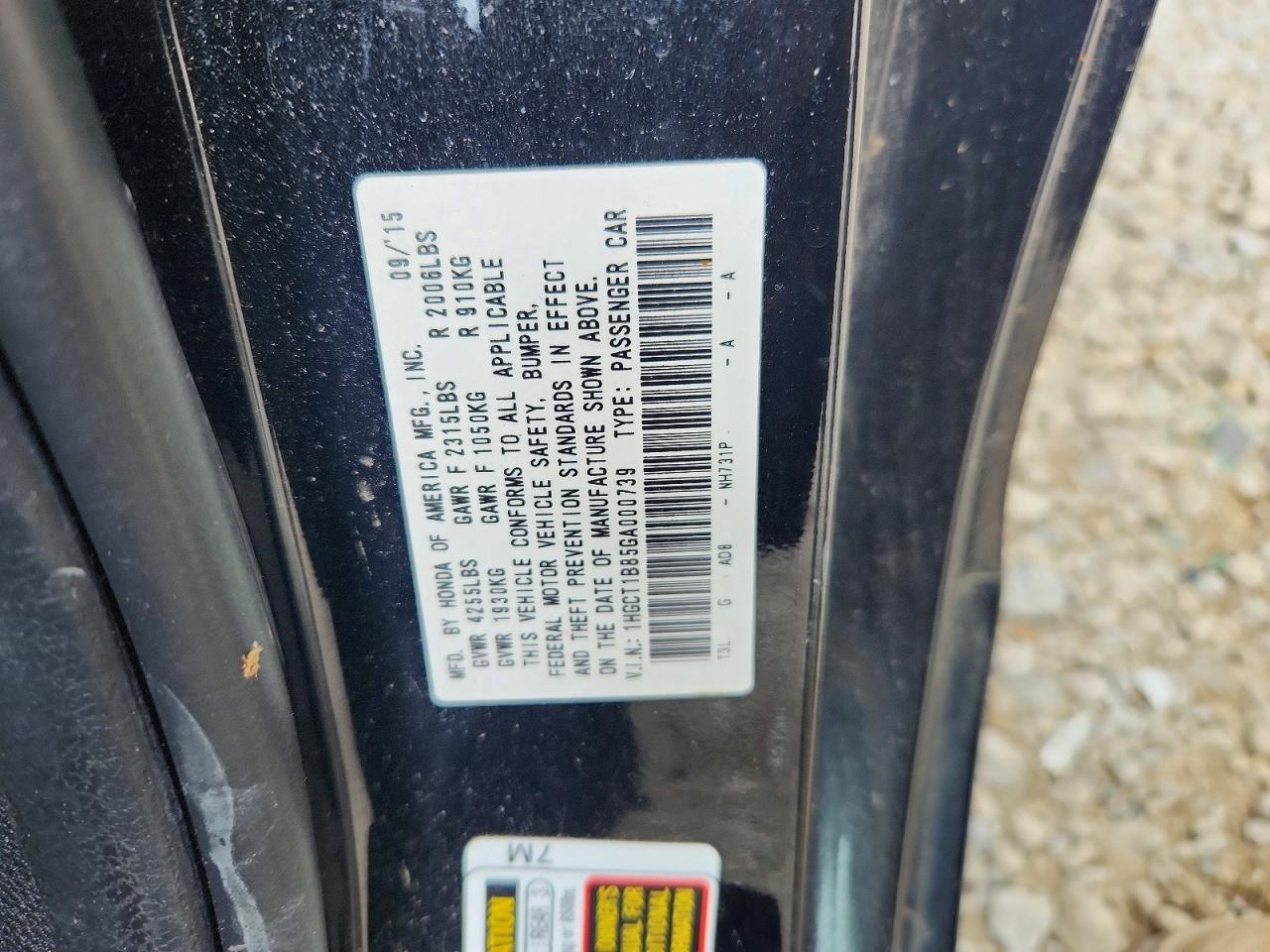 2016 HONDA ACCORD