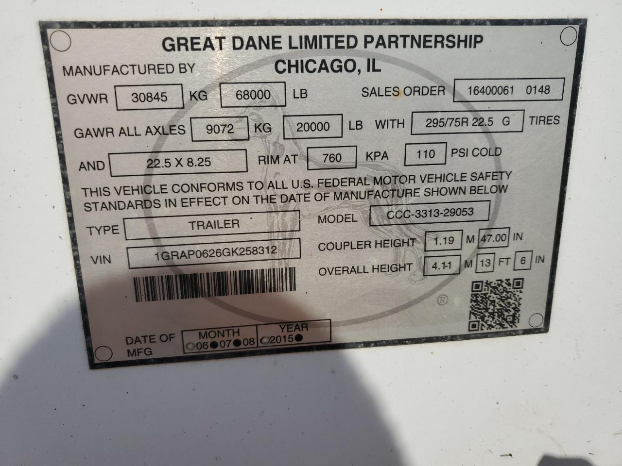 2016 GREAT DANE TRAILERS