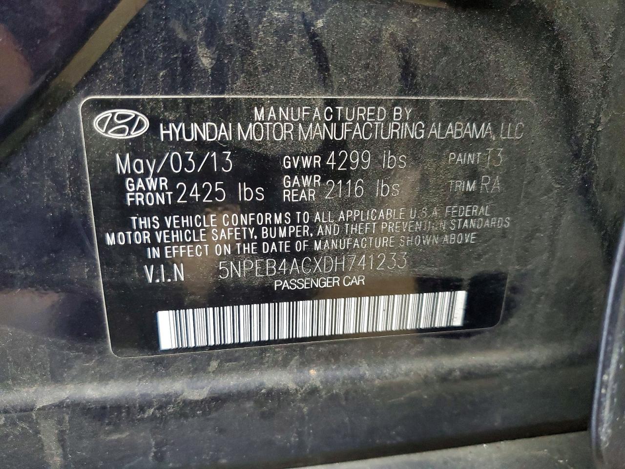 2013 HYUNDAI SONATA