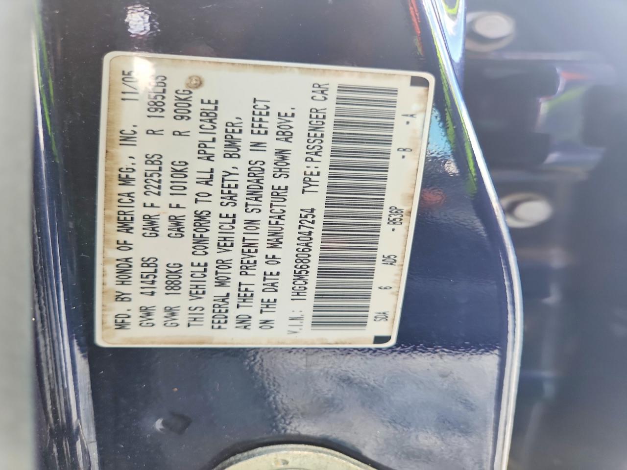 2006 HONDA ACCORD