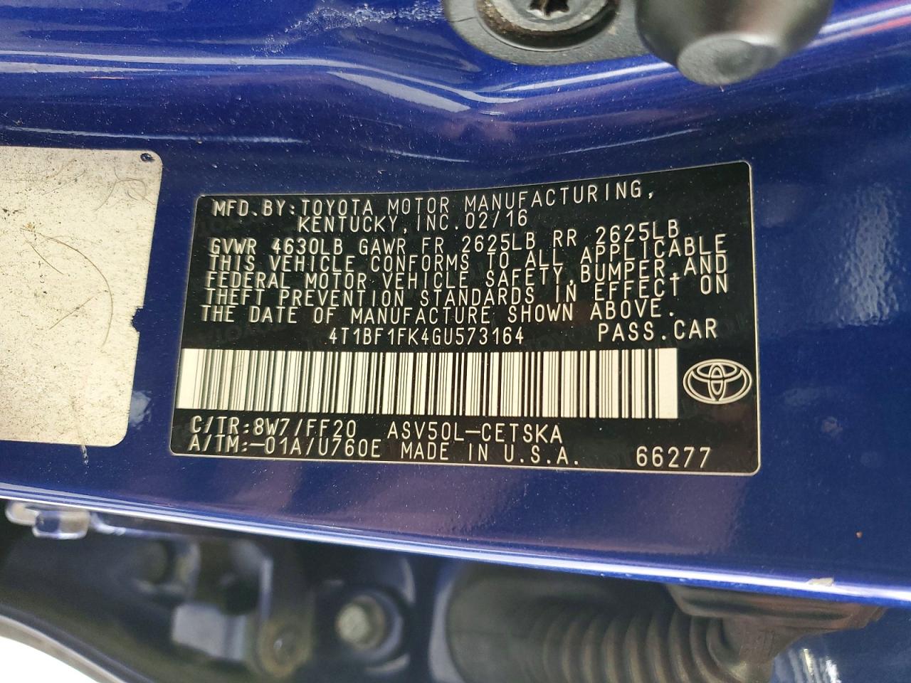 2016 TOYOTA CAMRY