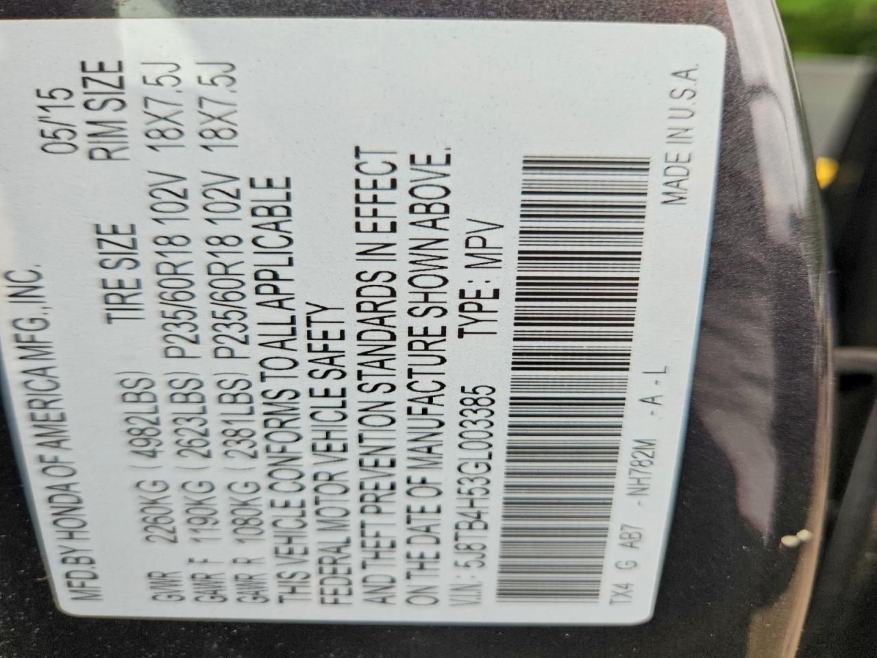 2016 ACURA RDX