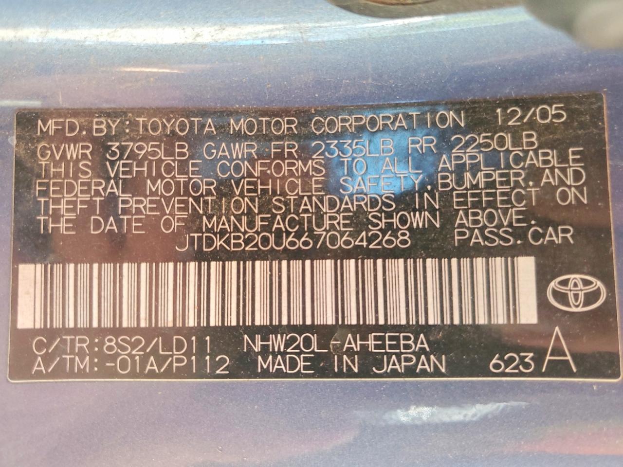 2006 TOYOTA PRIUS BASE