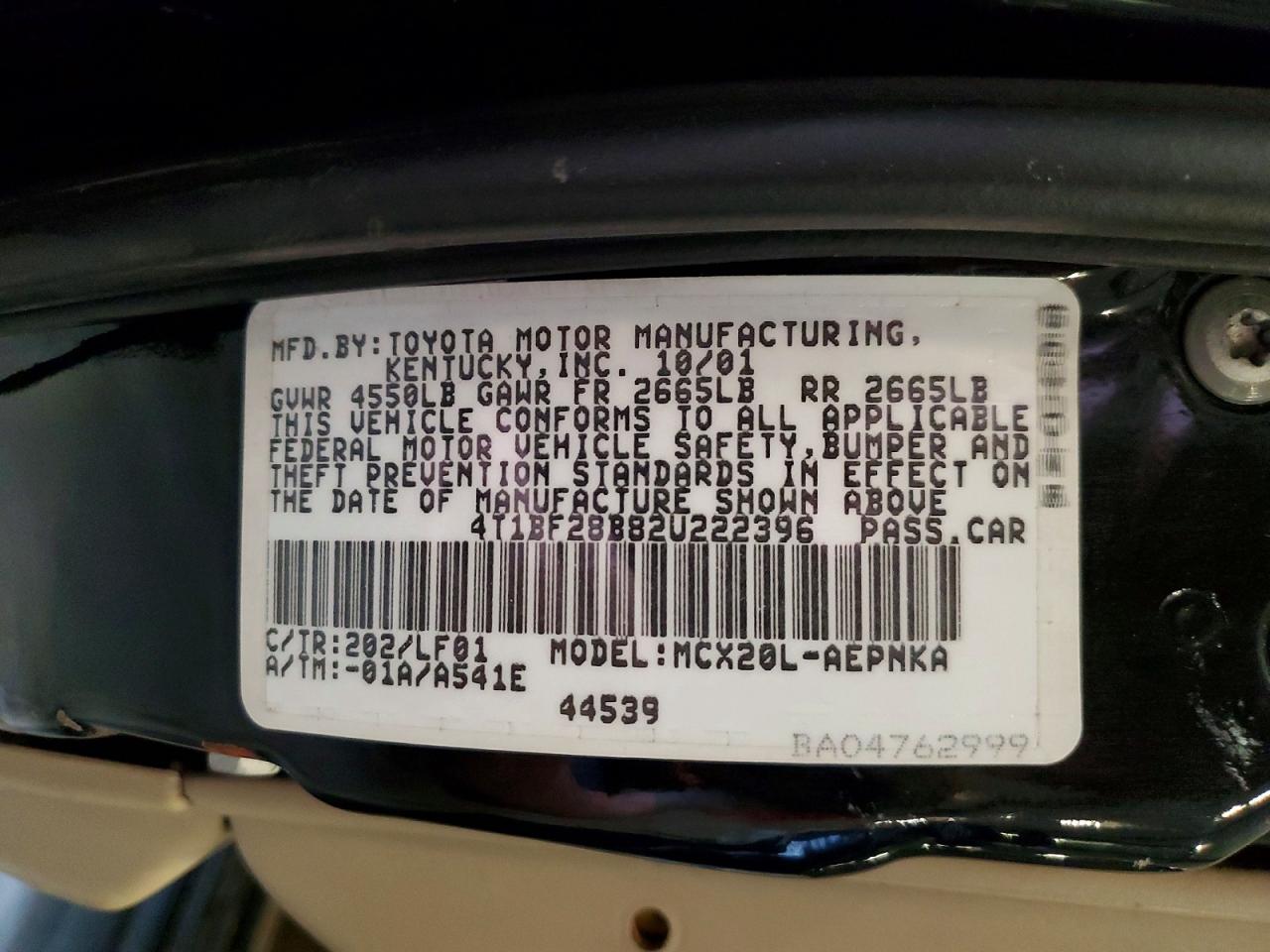 2002 TOYOTA AVALON