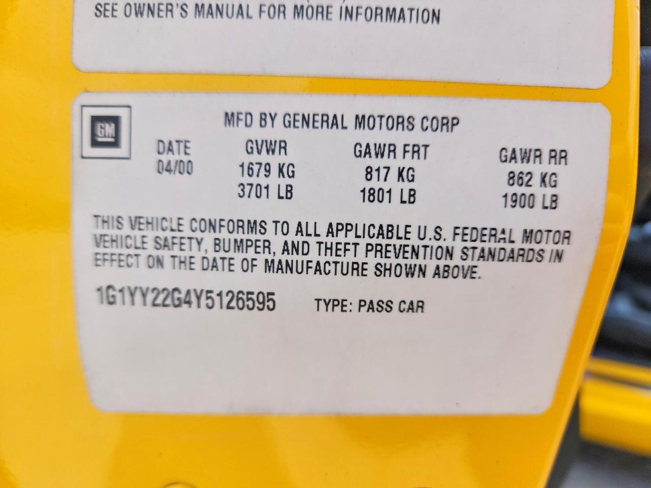2000 CHEVROLET CORVETTE