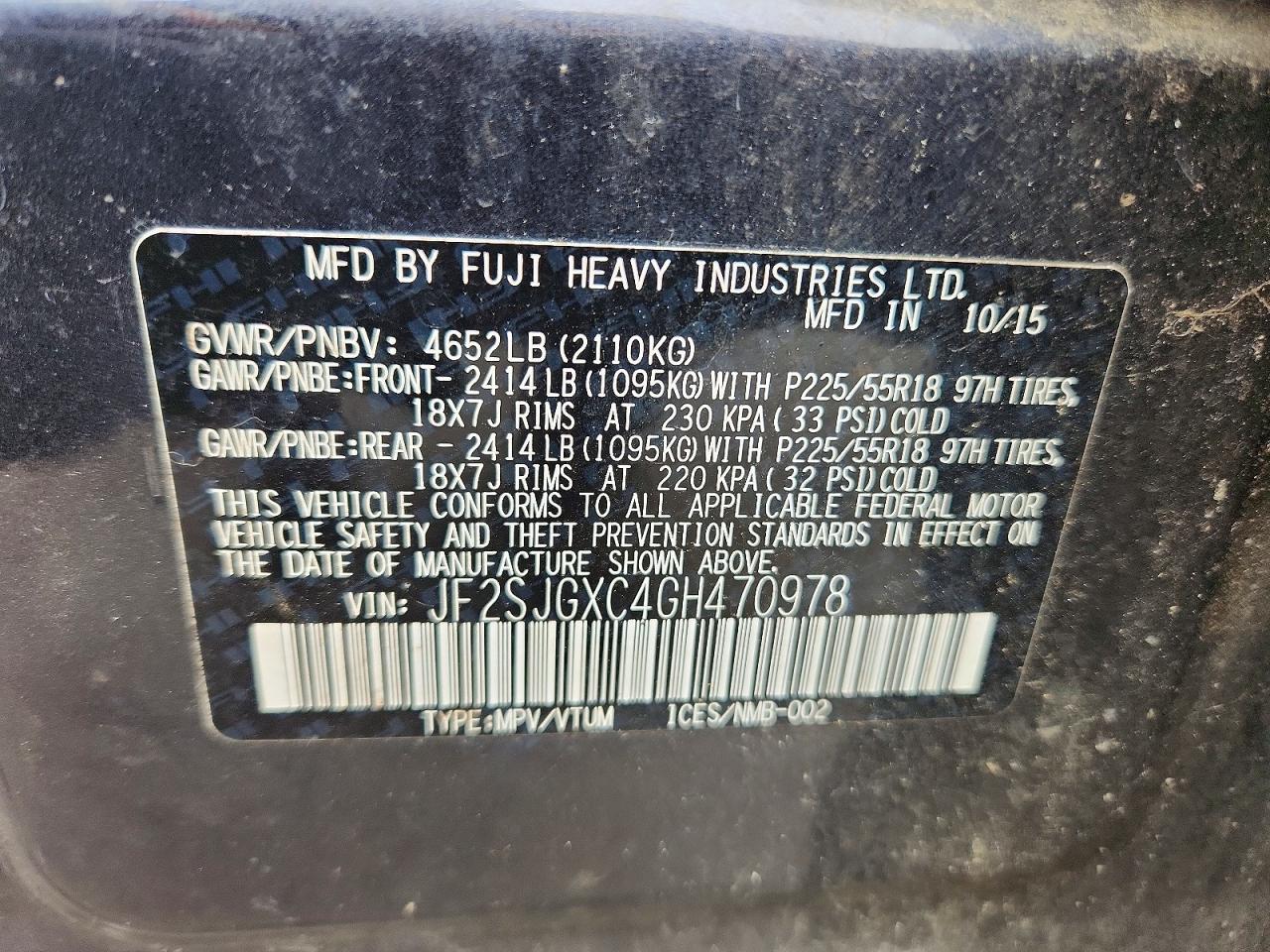 2016 SUBARU FORESTER