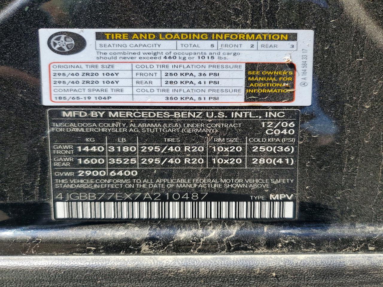 2007 MERCEDES-BENZ ML 63 AMG
