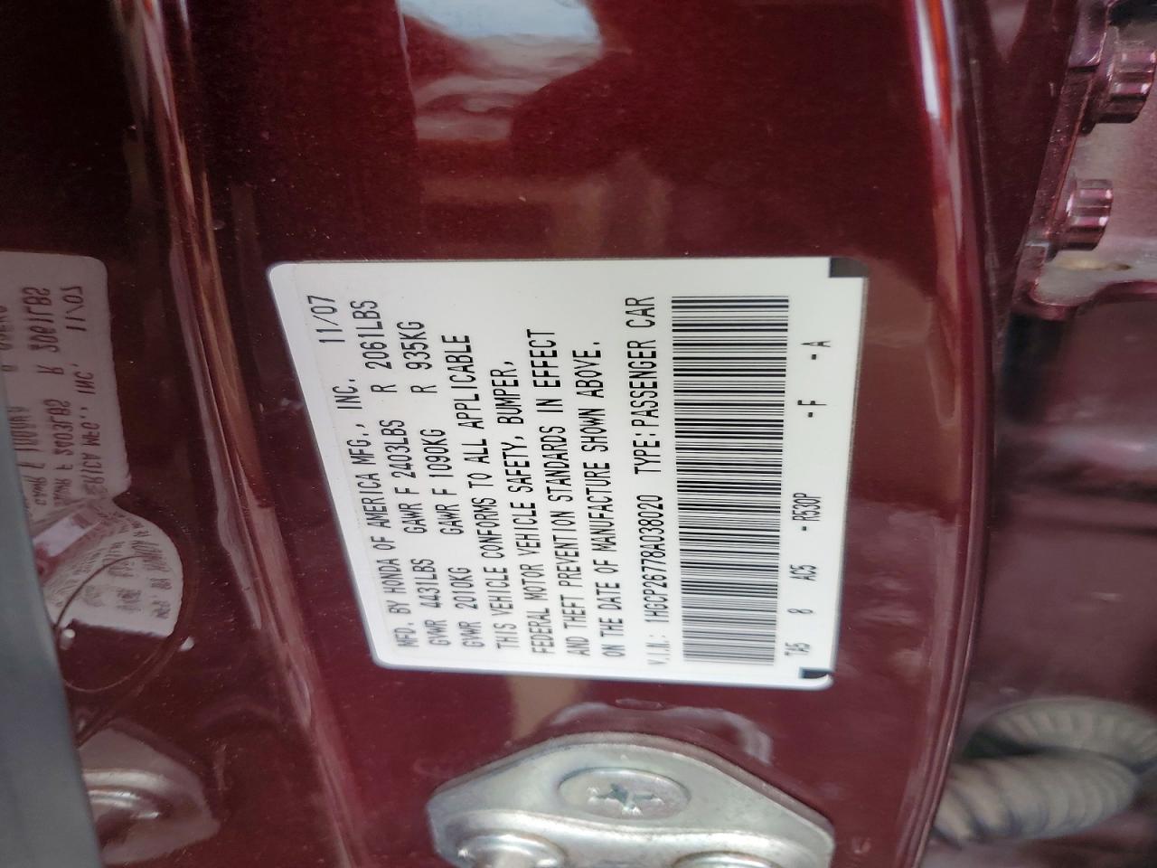 2008 HONDA ACCORD