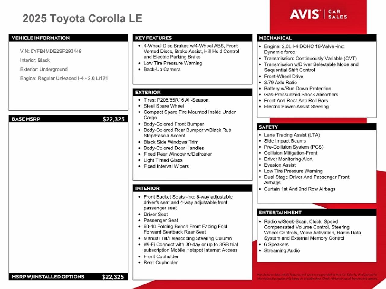 2025 TOYOTA COROLLA