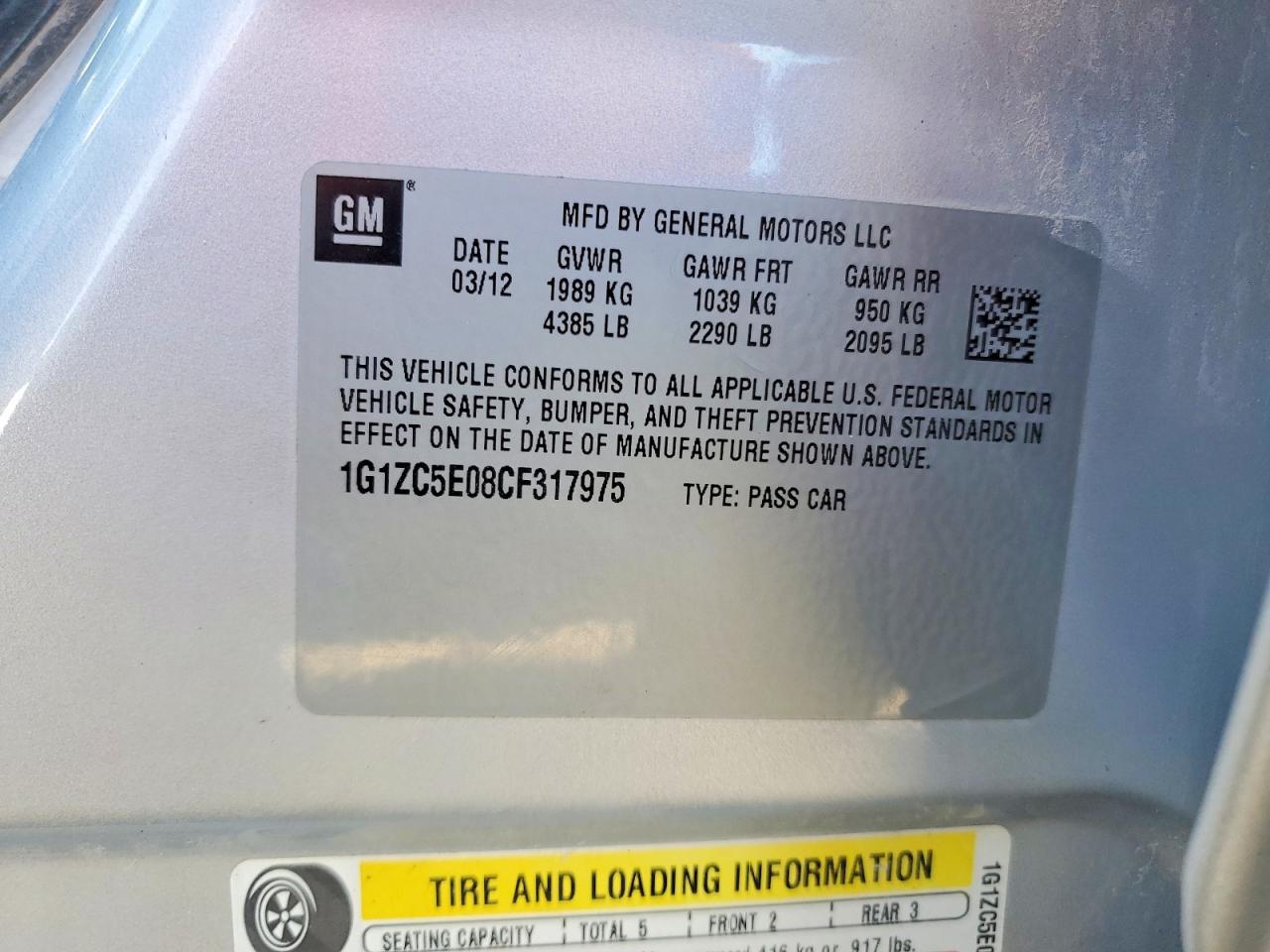 2012 CHEVROLET MALIBU