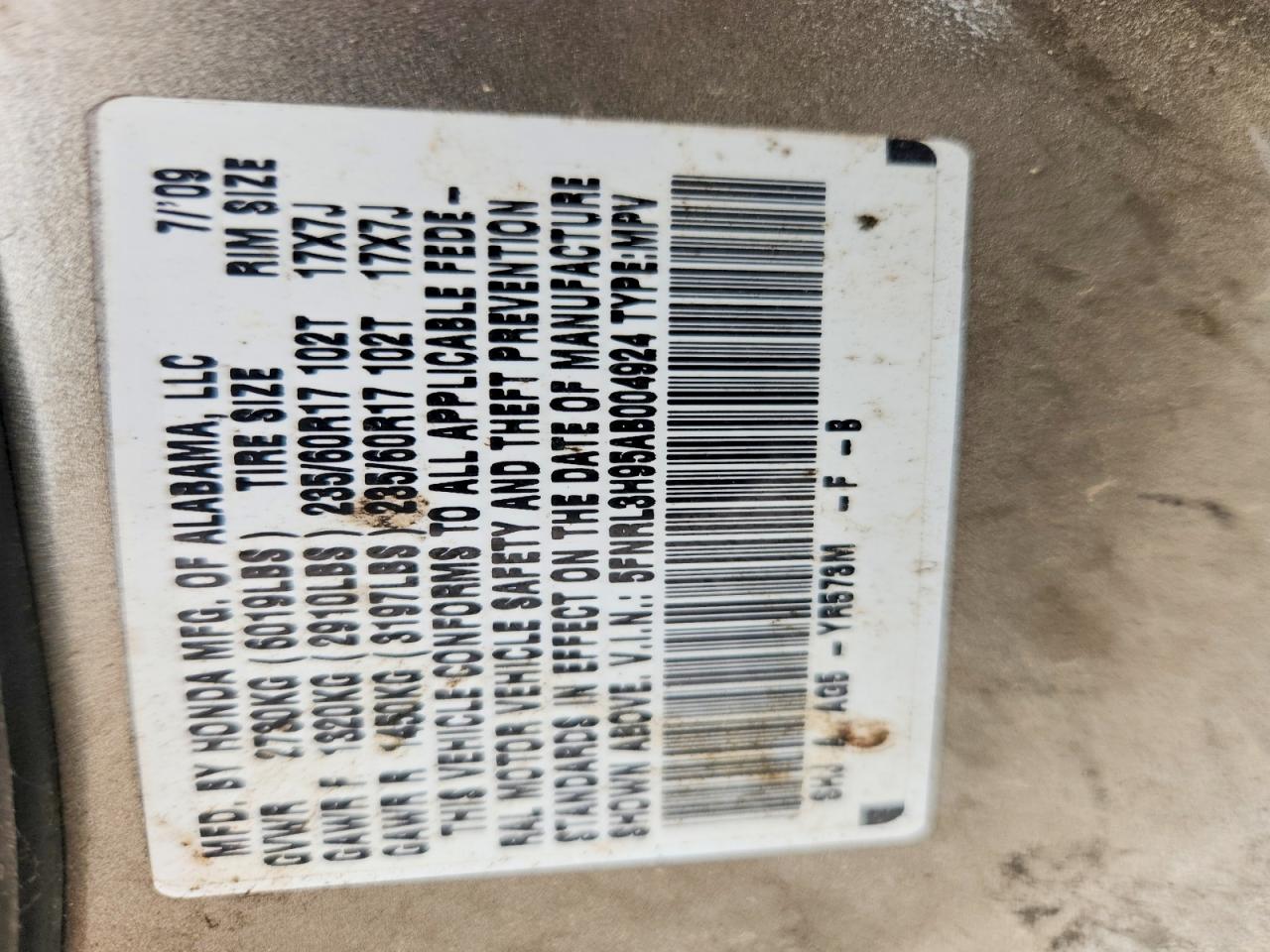 2010 HONDA ODYSSEY