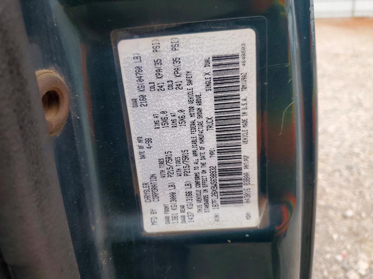 1998 DODGE DAKOTA