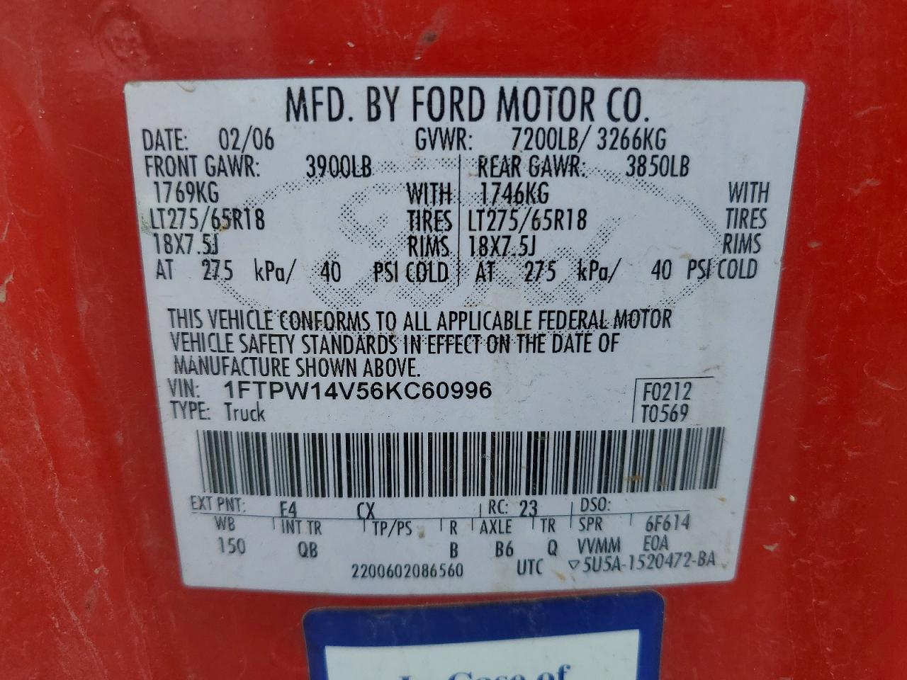 2006 FORD F150