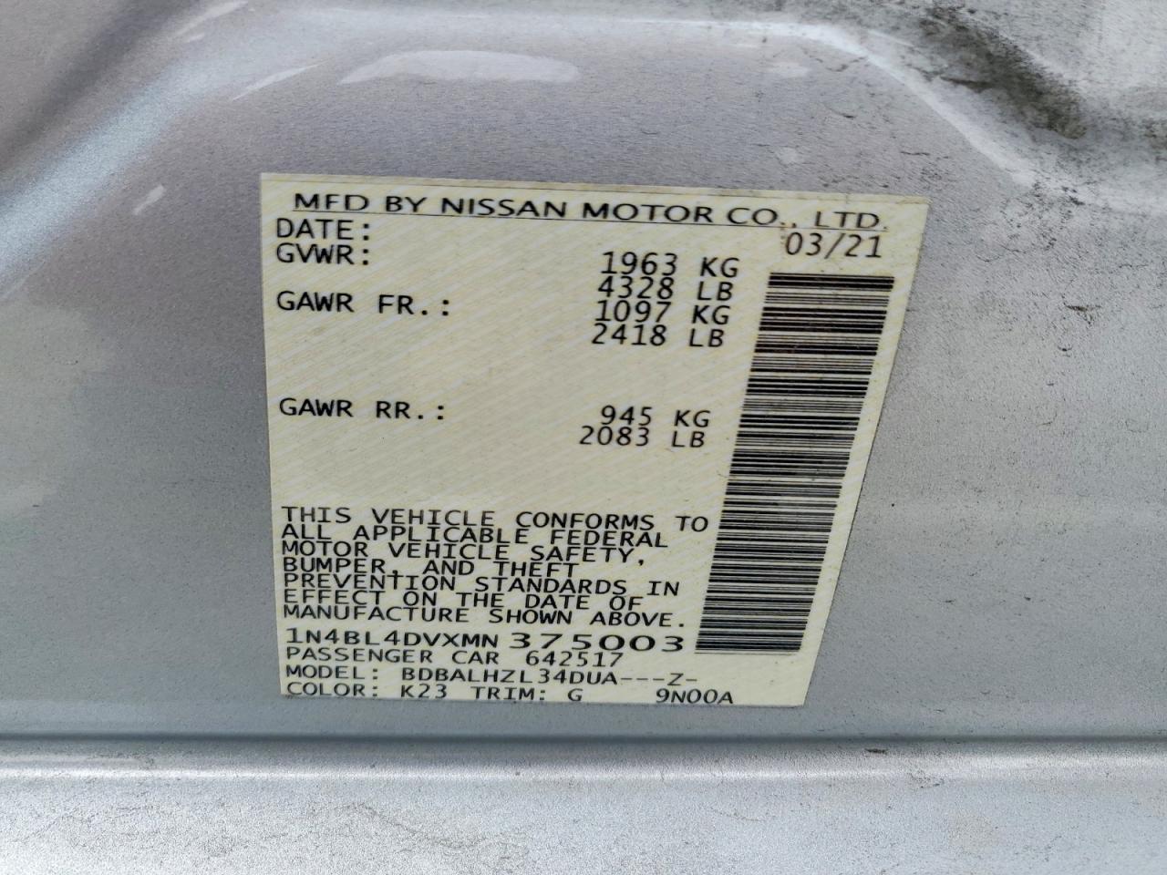 2021 NISSAN ALTIMA
