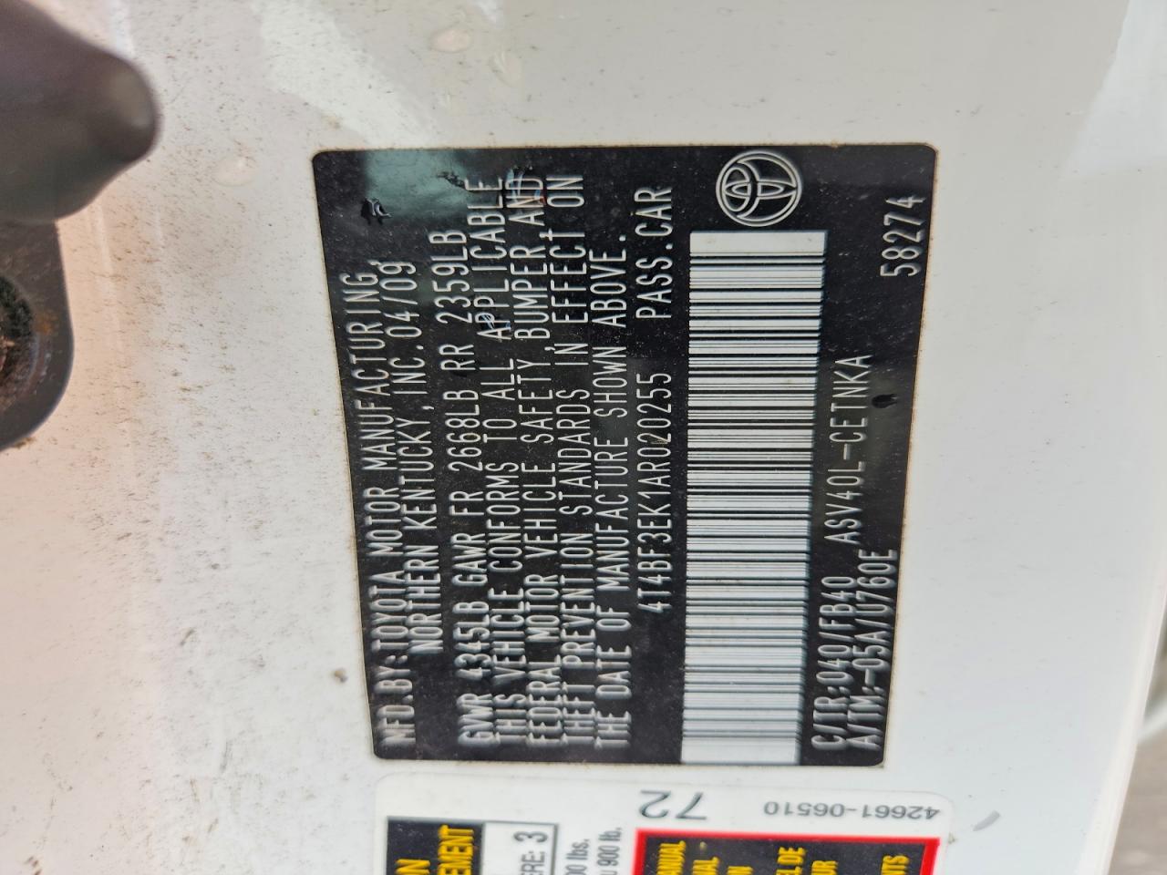 2010 TOYOTA CAMRY