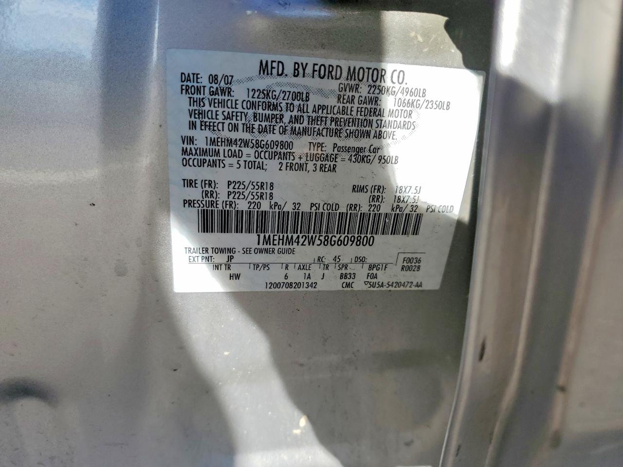 2008 MERCURY SABLE