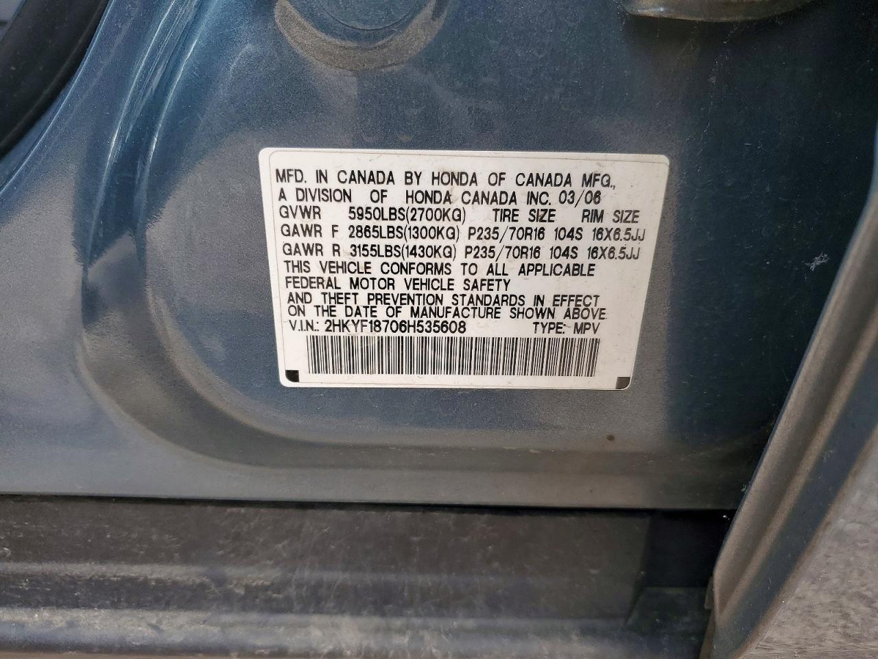 2006 HONDA PILOT EX