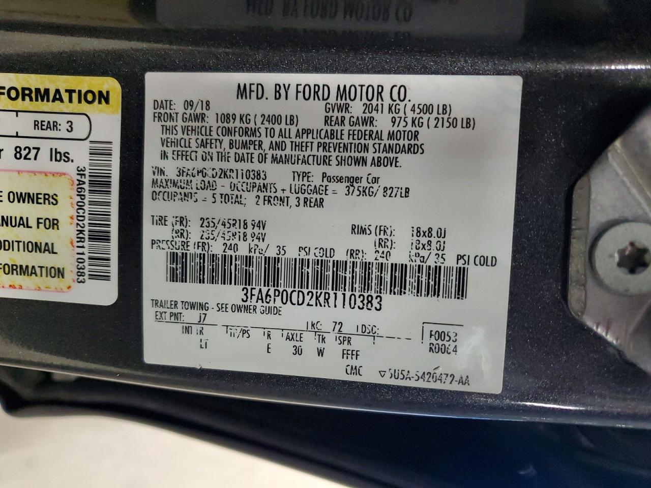 2019 FORD FUSION