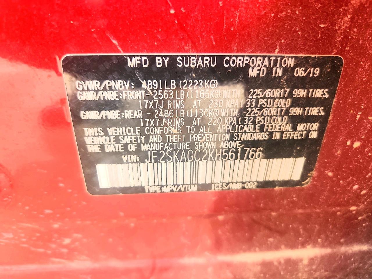 2019 SUBARU FORESTER