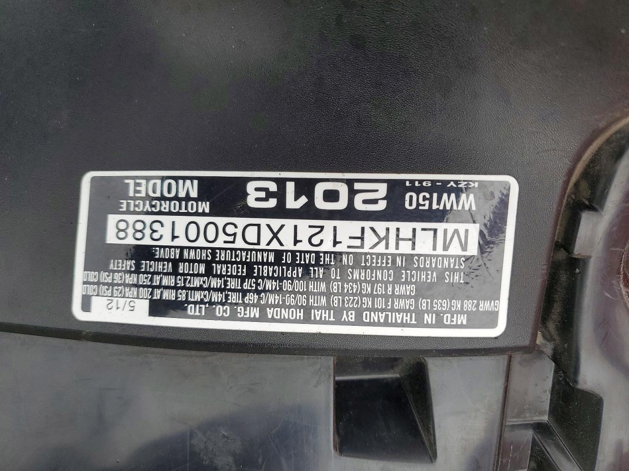 2013 HONDA PCX