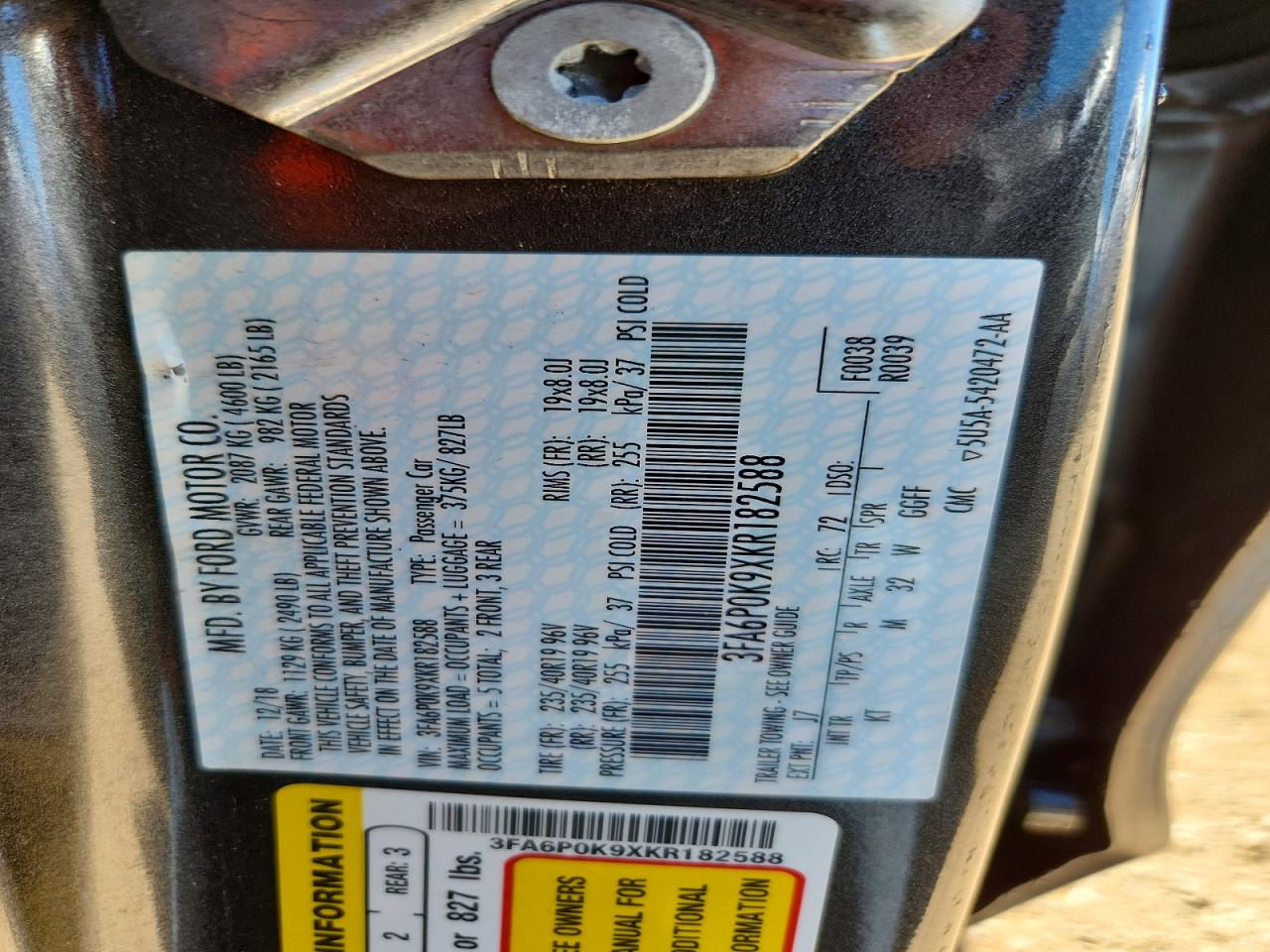 2019 FORD FUSION
