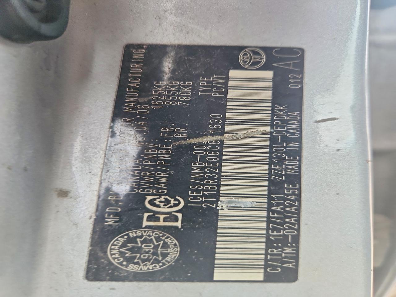 2006 TOYOTA COROLLA
